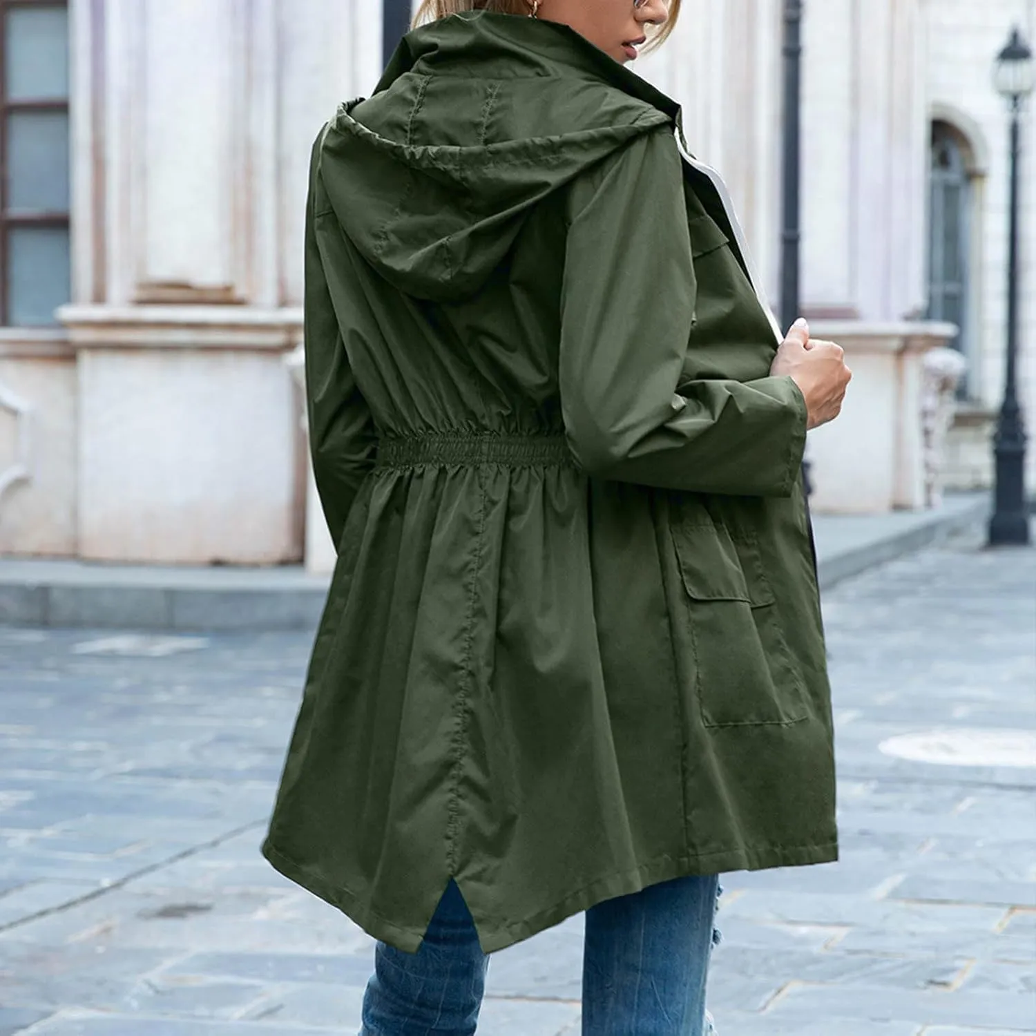 Raincoats for Women with Hood Lightweight Waterproof Rain Jacket Packable Outdoor Rain Coat Windproof Windbreaker Coat