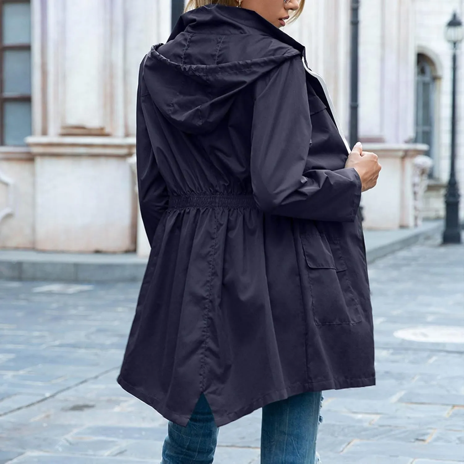 Raincoats for Women with Hood Lightweight Waterproof Rain Jacket Packable Outdoor Rain Coat Windproof Windbreaker Coat
