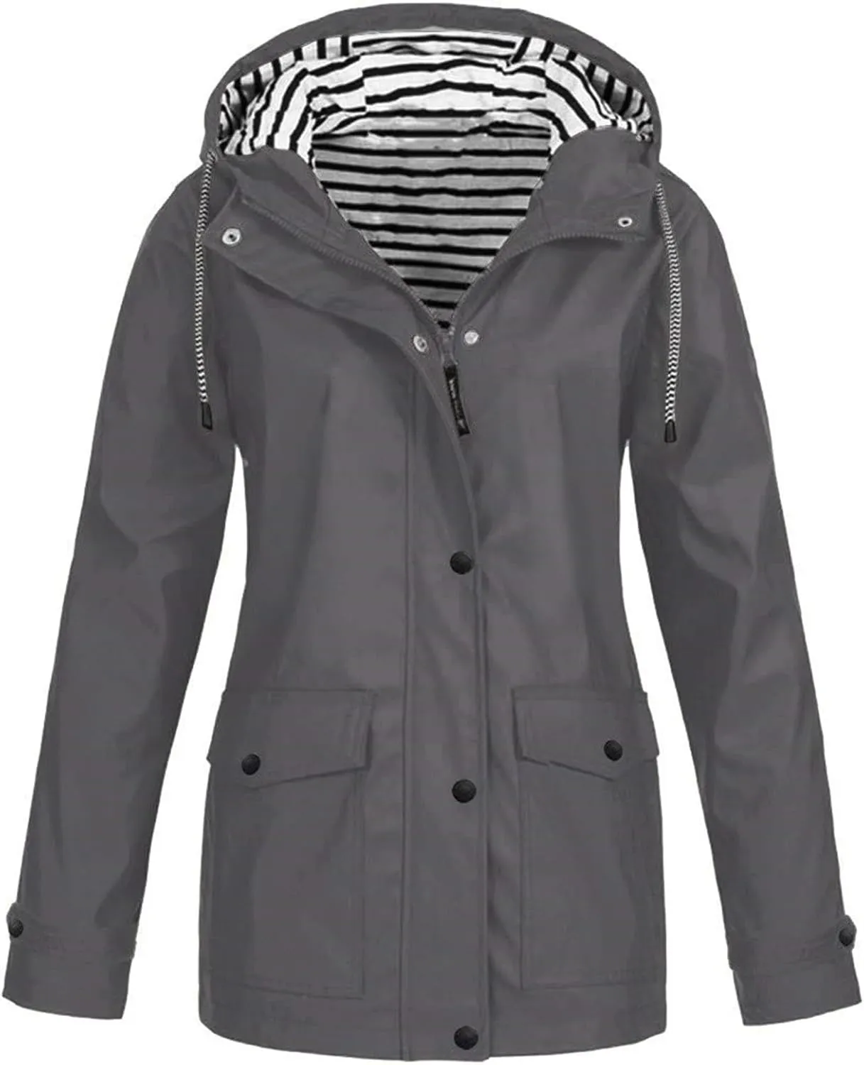 Raincoats for Women with Hood Waterproof Rain Jacket Lightweight Active Outdoor Hooded Trench Coats Zip Up Windbreaker