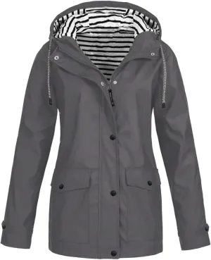 Raincoats for Women with Hood Waterproof Rain Jacket Lightweight Active Outdoor Hooded Trench Coats Zip Up Windbreaker