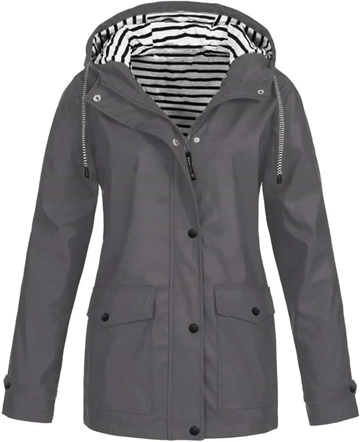 Raincoats for Women with Hood Waterproof Rain Jacket Lightweight Active Outdoor Hooded Trench Coats Zip Up Windbreaker