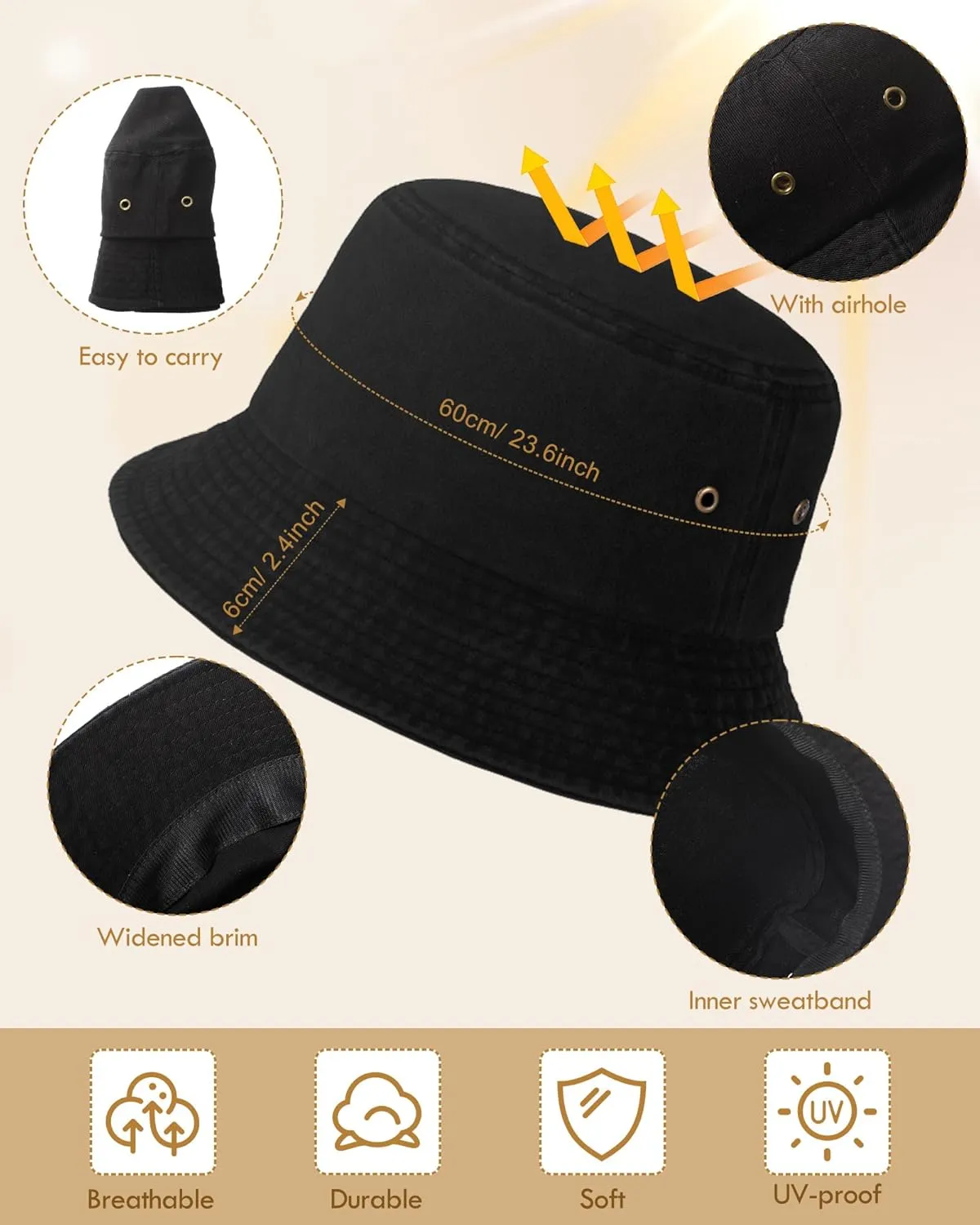 Ramede 18 Pcs Sun Bucket Hat for Men Women Bulk Summer UPF 50  Safari Hat Foldable UV Protection Fishing Beach Cotton Outdoor
