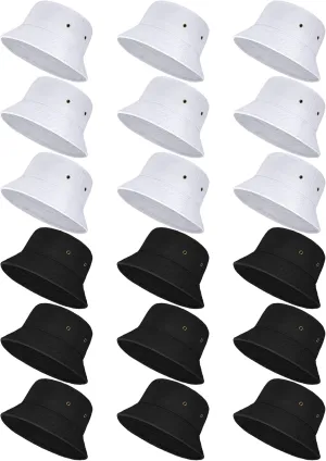 Ramede 18 Pcs Sun Bucket Hat for Men Women Bulk Summer UPF 50  Safari Hat Foldable UV Protection Fishing Beach Cotton Outdoor