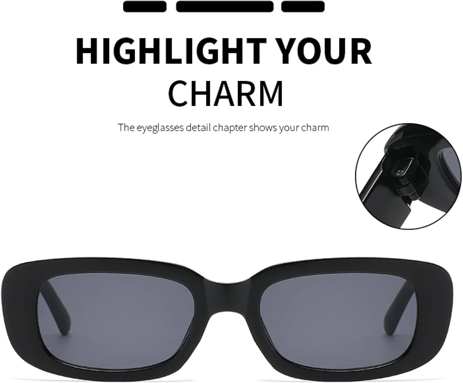 Rectangle Fashion Sunglasses for Women Men Retro Uv400