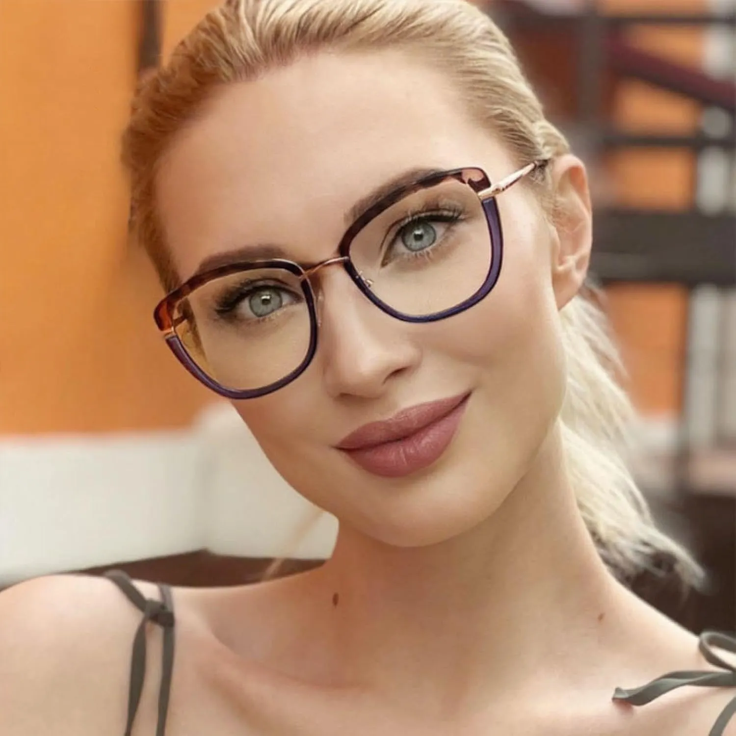 Retro Cat Eye Clear Eyewear Spring Hinge Women Glasses Frame Men