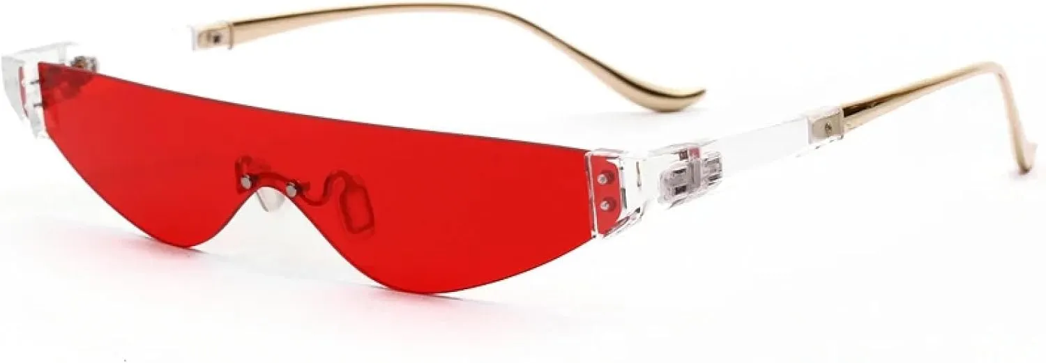 Retro Cat Eye Men Women Sunglasses Luxury Rimless Mirror Sun Glasses Clear Color Eyewear Uv400