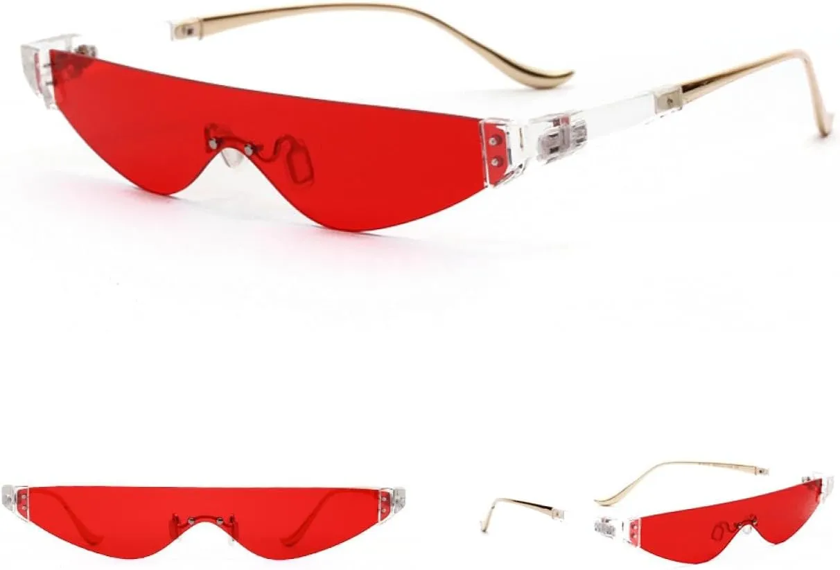 Retro Cat Eye Men Women Sunglasses Luxury Rimless Mirror Sun Glasses Clear Color Eyewear Uv400