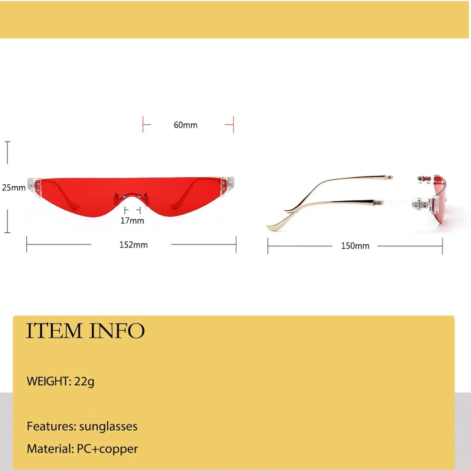 Retro Cat Eye Men Women Sunglasses Luxury Rimless Mirror Sun Glasses Clear Color Eyewear Uv400
