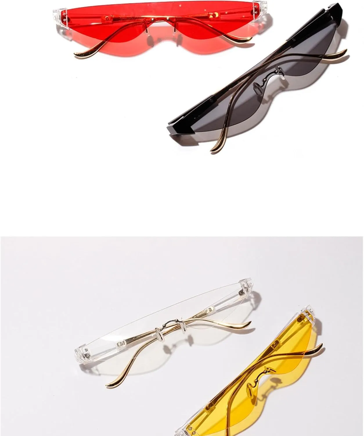 Retro Cat Eye Men Women Sunglasses Luxury Rimless Mirror Sun Glasses Clear Color Eyewear Uv400