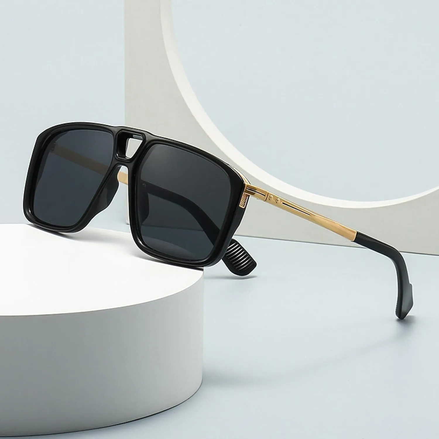 Retro Double Bridges Men Sunglasses Uv400 Fashion Rivets Women Gradient