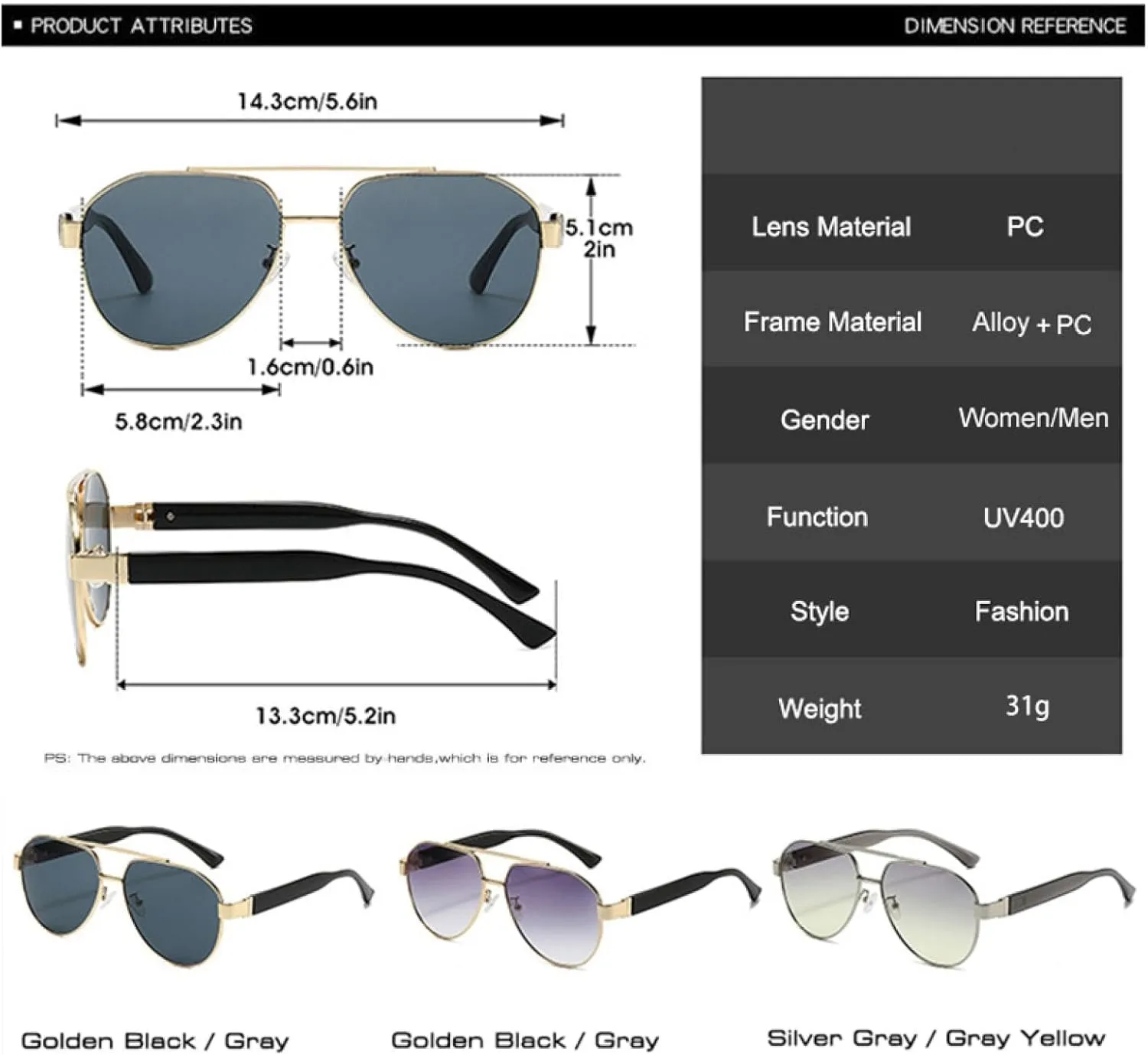 Retro Double Bridges Sunglasses Women Fashion Gradient Shades Uv400