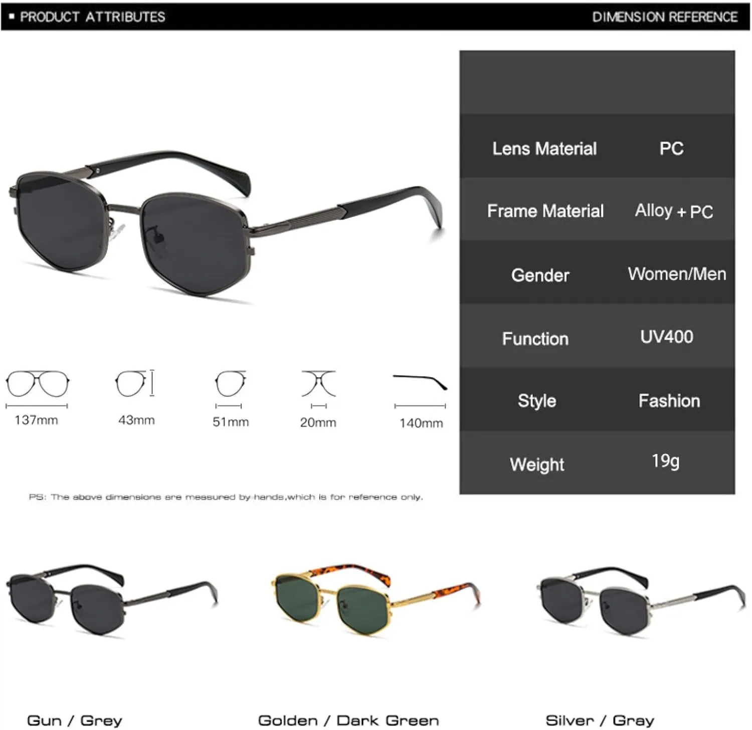 Retro Polygon Metal Women Luxury Sunglasses Fashion Gradient Shades Uv400 Men
