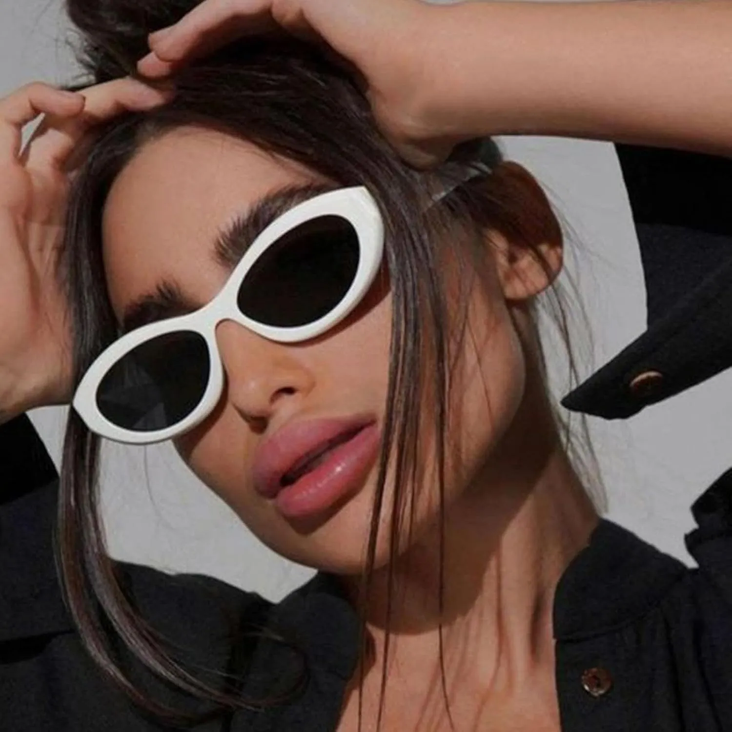 Retro Polygon Small Cat Eye Women Sunglasses Fashion Oval Shades Uv400