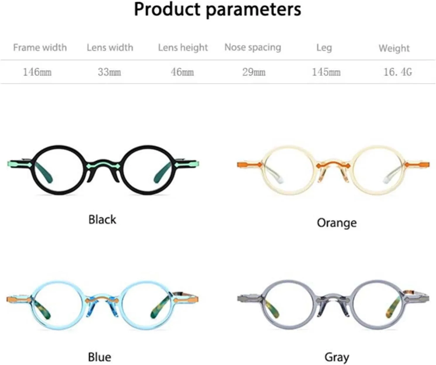 Retro Small Round Acetate Frame Men Women Punk