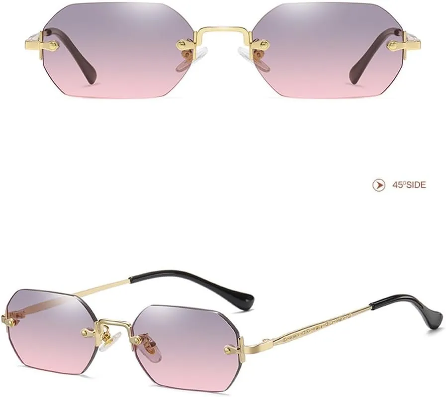 Rimless Sunglasses Retro Punk Gradient Shades UV400