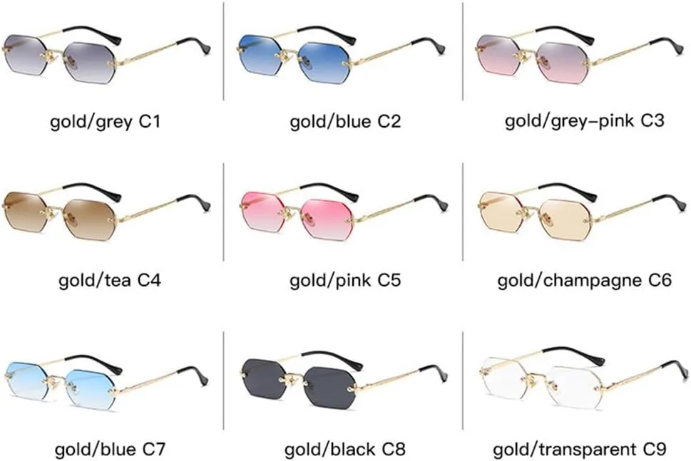 Rimless Sunglasses Retro Punk Gradient Shades UV400