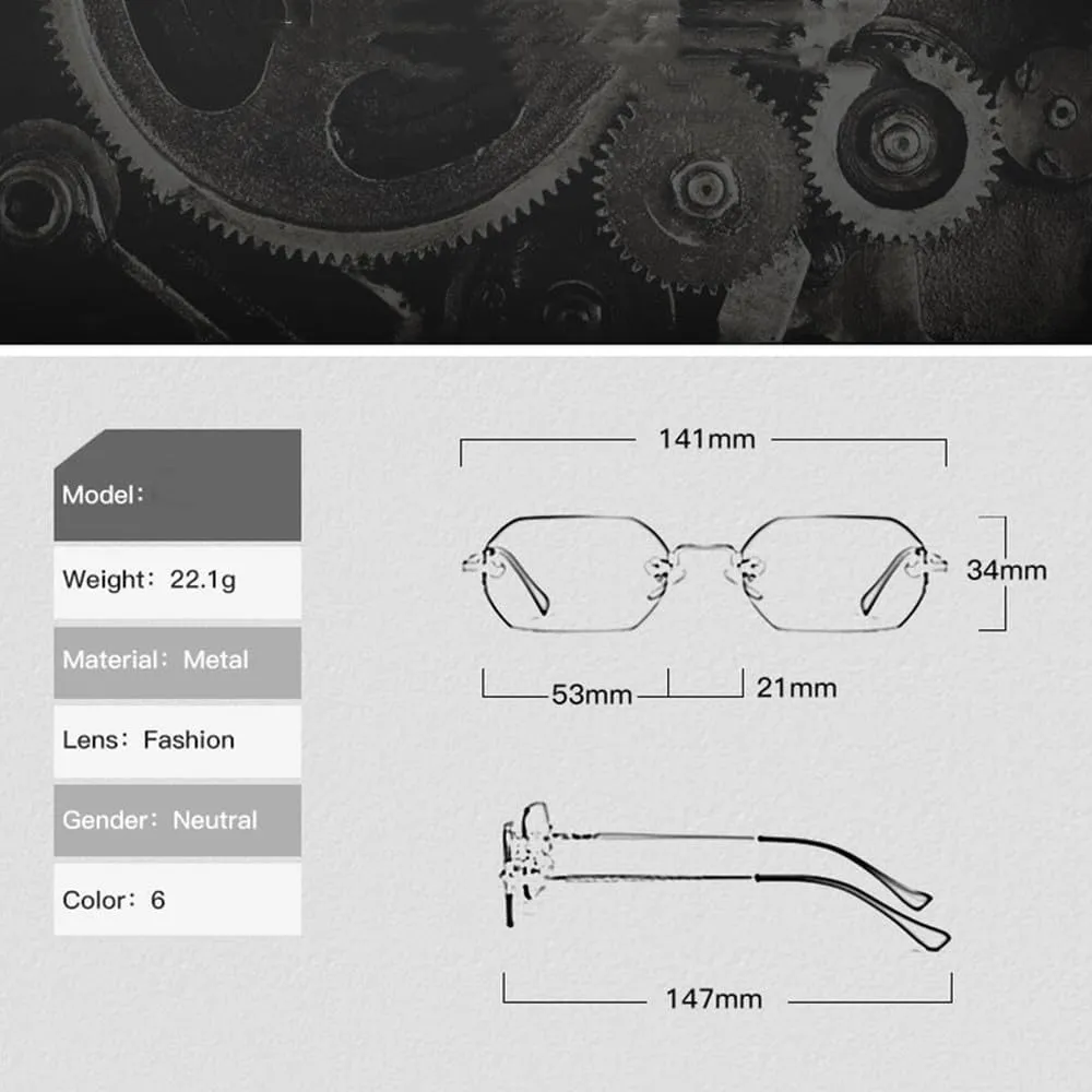 Rimless Sunglasses Retro Punk Gradient Shades UV400
