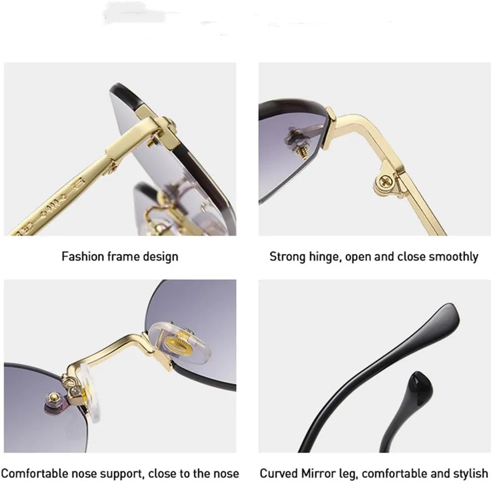 Rimless Sunglasses Retro Punk Gradient Shades UV400