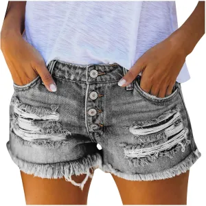 Rvidbe Jean Shorts for Women Juniors Casual Summer Comfy High Waisted Stretchy Ripped Denim Shorts with Pockets Denim Shorts Women Jean Shorts for Women Denim