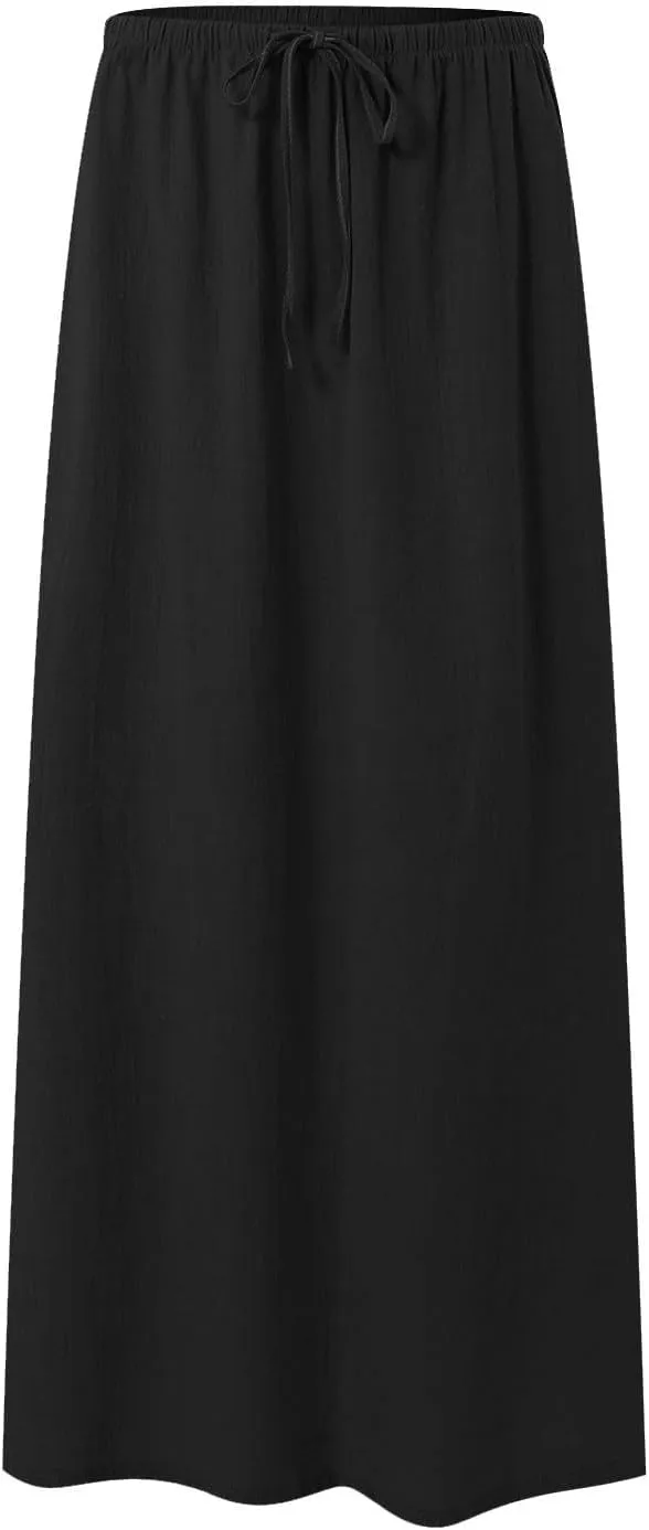 Rvidbe Spring Skirts for Women 2025 Summer Comfy Drawstring Sexy Low Waist Cotton Linen Skirts Vacation Boho Flowy Skirts