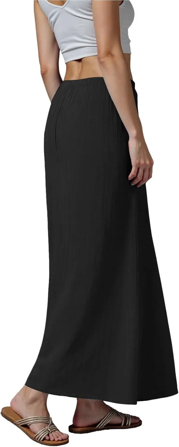 Rvidbe Spring Skirts for Women 2025 Summer Comfy Drawstring Sexy Low Waist Cotton Linen Skirts Vacation Boho Flowy Skirts