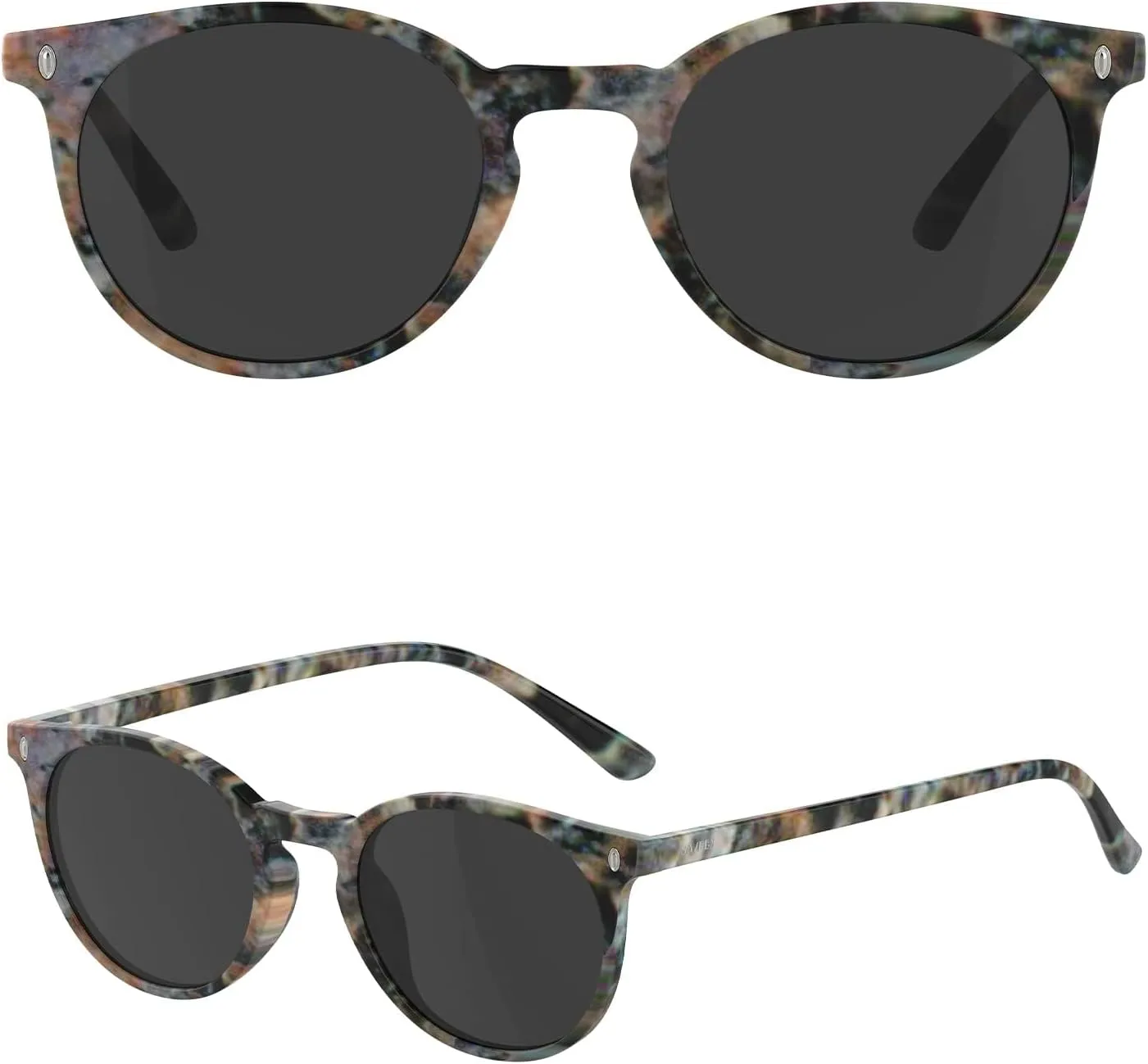 Saveen Retro TAC Round Polarized Sunglasses, Lightweight TR-90 Frame for Women Men UV Protection