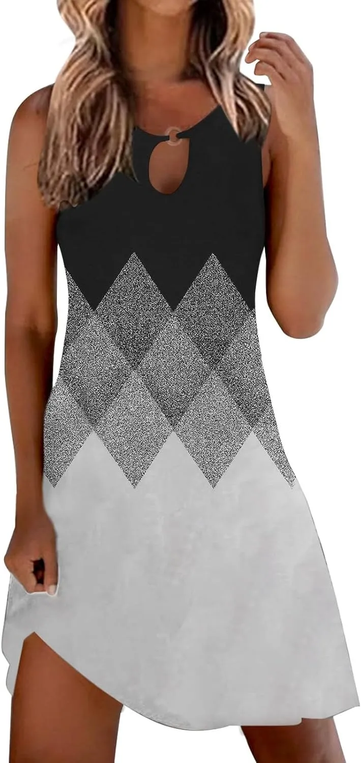 Short Sundresdes for Women Sun Dresses for Women 2025 Vacation Beach Casual Summer Sundresses Sleeveless Tank Short