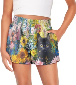 Shorts for Girls 1-16 Years Old Girls Athletic Shorts Kids Summer School High Waist Butterfly Shorts