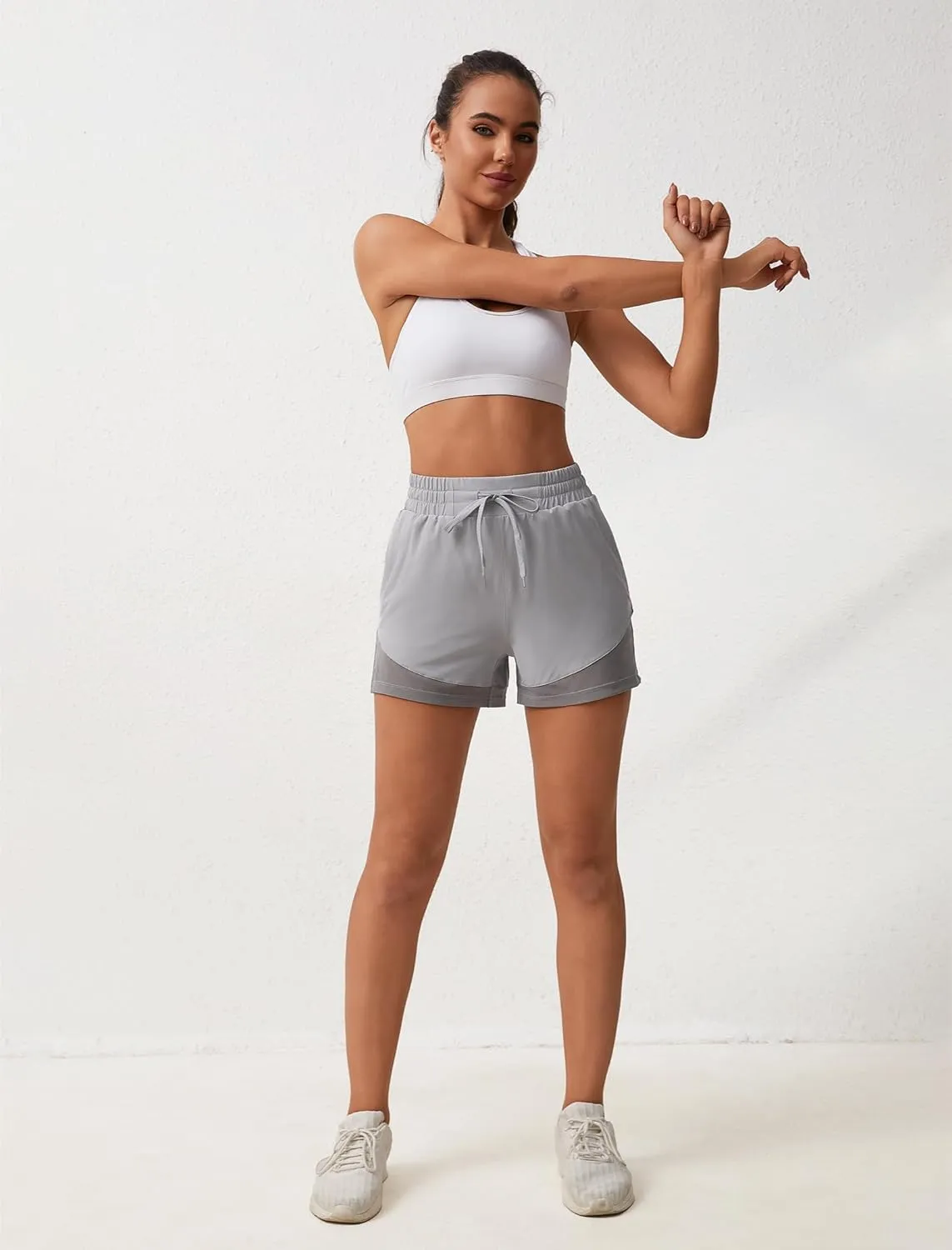 SILKWORLD Athletic Shorts for Women High Waist Running Shorts Quick Dry with Liner & Zipper Pockets