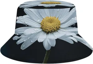 Single Daisy Flower Bucket Hat for Men Women,Packable Reversible Printed Sun Hats Summer Travel Hiking Beach Caps Double-Side-Wear