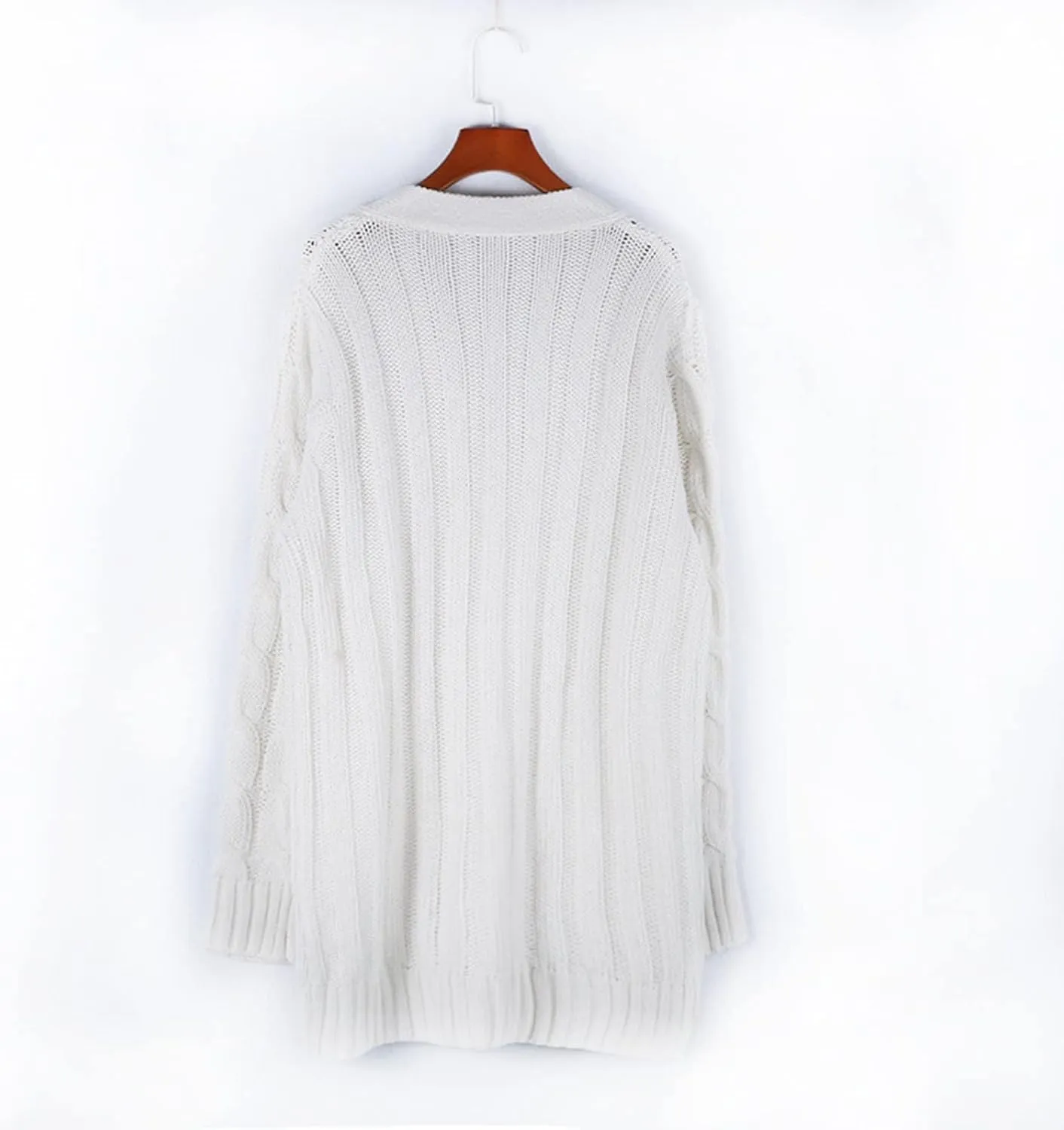 Sinzelimin Women's Sweater Cardigan Women's Open Front Cardigan Sweaters Fashion Button Down Cable Knit Chunky Outwear Coats