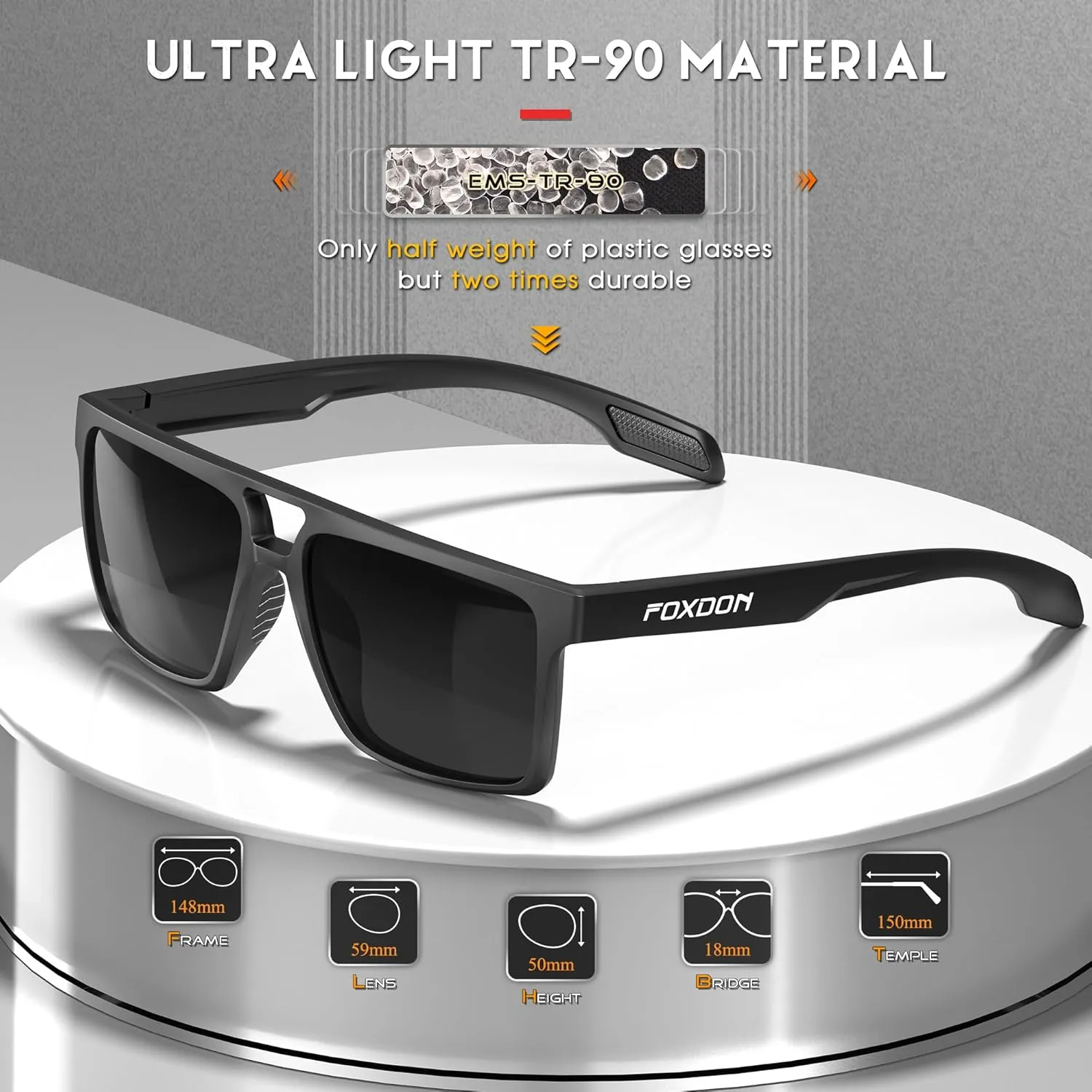 SIPLION Foxdon Driving Polarized Sunglasses Men - Fashion Sports Fishing Square Sunglass UV400 Protection Glare Reducing
