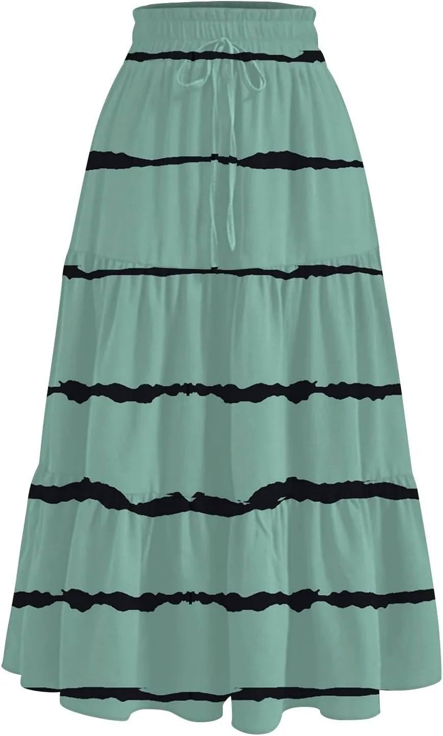 Skirts for Women Trendy A Line Elastic Waist Printed Skirts for Women Casual Boho Elegant Skirt with Pockets