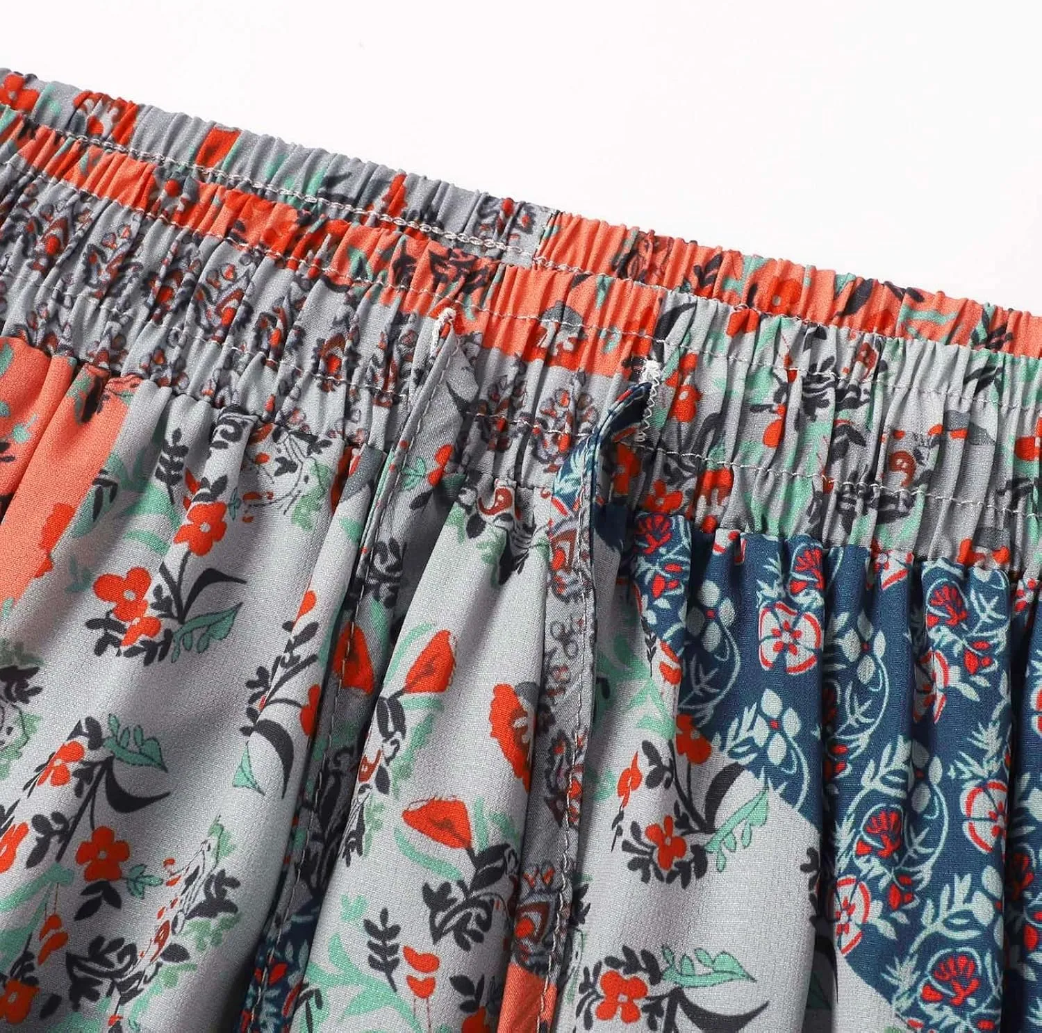 Skirts for Women Trendy Bohemian Summer High Elastic Waist Beach Floral Print A-Line Boha Skirts Vocation Streetwear