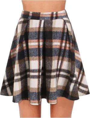 Skirts for Women Trendy Plaid Y2K High Elastic Waist Flowy Ruffles Casual Pleated Short Skirts for Summer Streetwear