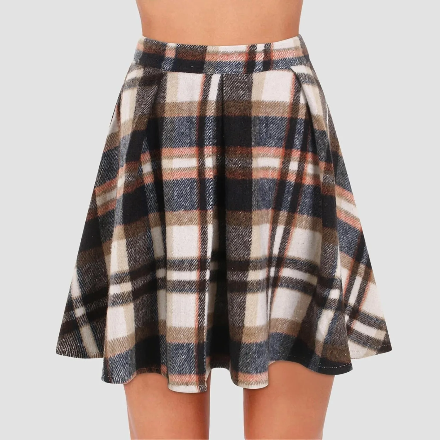 Skirts for Women Trendy Plaid Y2K High Elastic Waist Flowy Ruffles Casual Pleated Short Skirts for Summer Streetwear