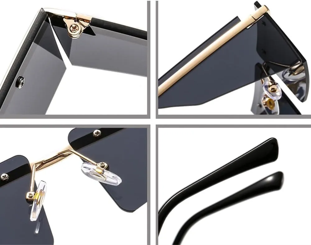Small Rimless Sunglasses Women Fashion Punk Sunglasses Men Eyewear Retro Rectangle Glasses For Female Shades UV400