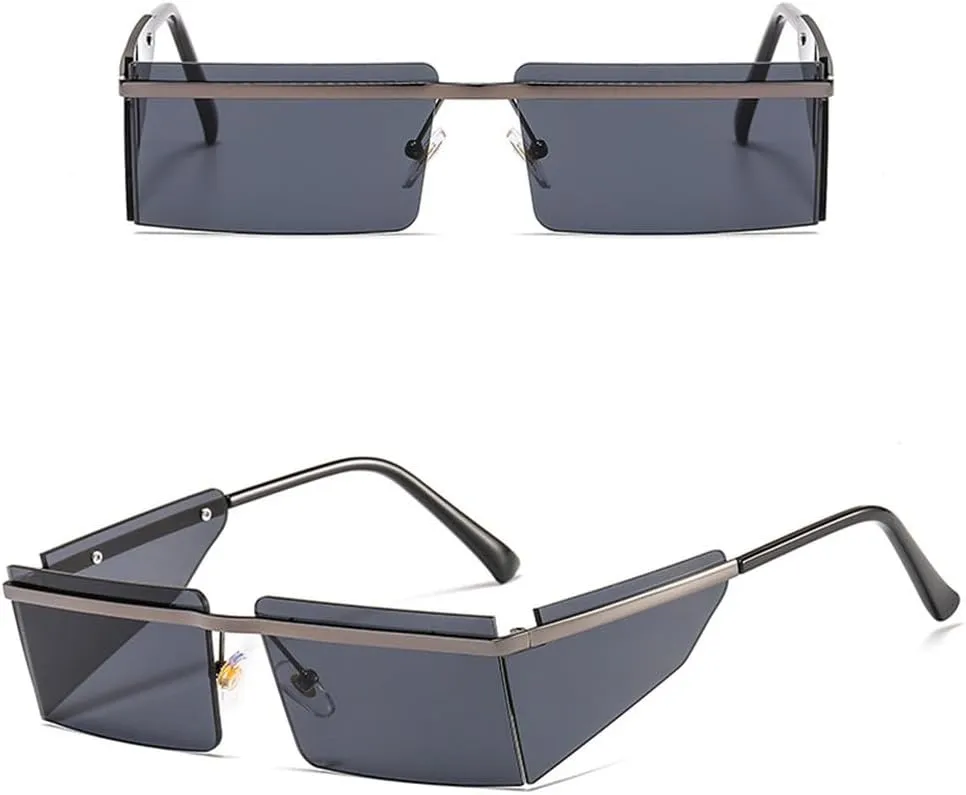 Small Rimless Sunglasses Women Fashion Punk Sunglasses Men Eyewear Retro Rectangle Glasses For Female Shades UV400