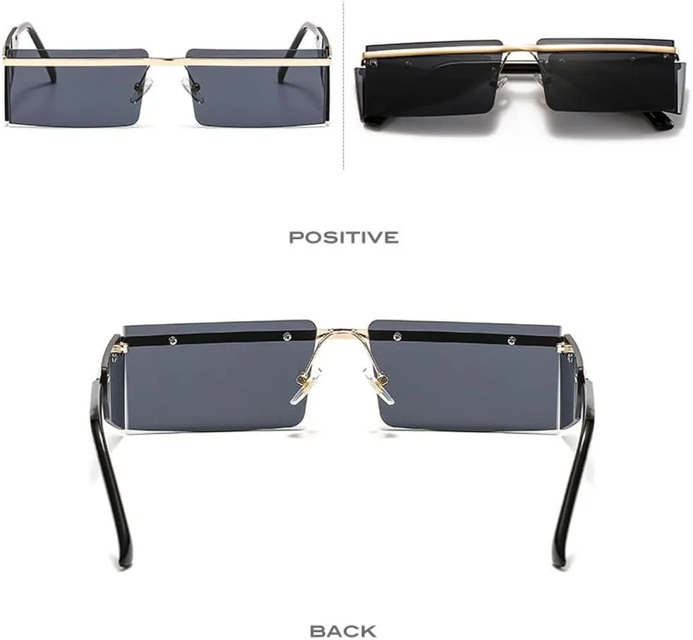 Small Rimless Sunglasses Women Fashion Punk Sunglasses Men Eyewear Retro Rectangle Glasses For Female Shades UV400