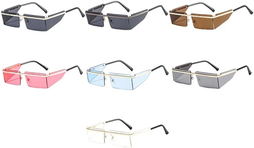 Small Rimless Sunglasses Women Fashion Punk Sunglasses Men Eyewear Retro Rectangle Glasses For Female Shades UV400