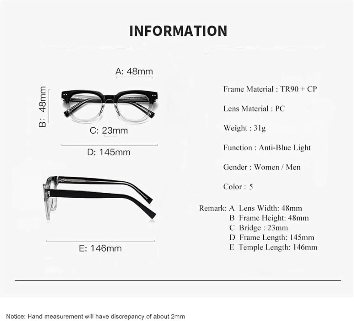 Spring Hinge Retro Rivets Round Glasses Frames Popular