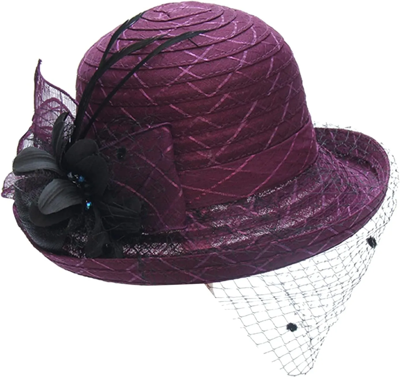 Spring Summer Mesh Sunshade Cap Flower Temperament Wedding Dress Hat Sun Large Brim Hat Derby Hats for Women 2025