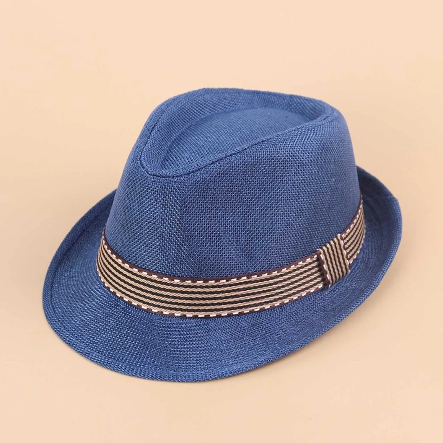 Straw Fedora Sun Hat for Kids Roll Up Short Brim Trilby Hat Panama Beach Hat Boys Girls Short Brim Straw Sunhat