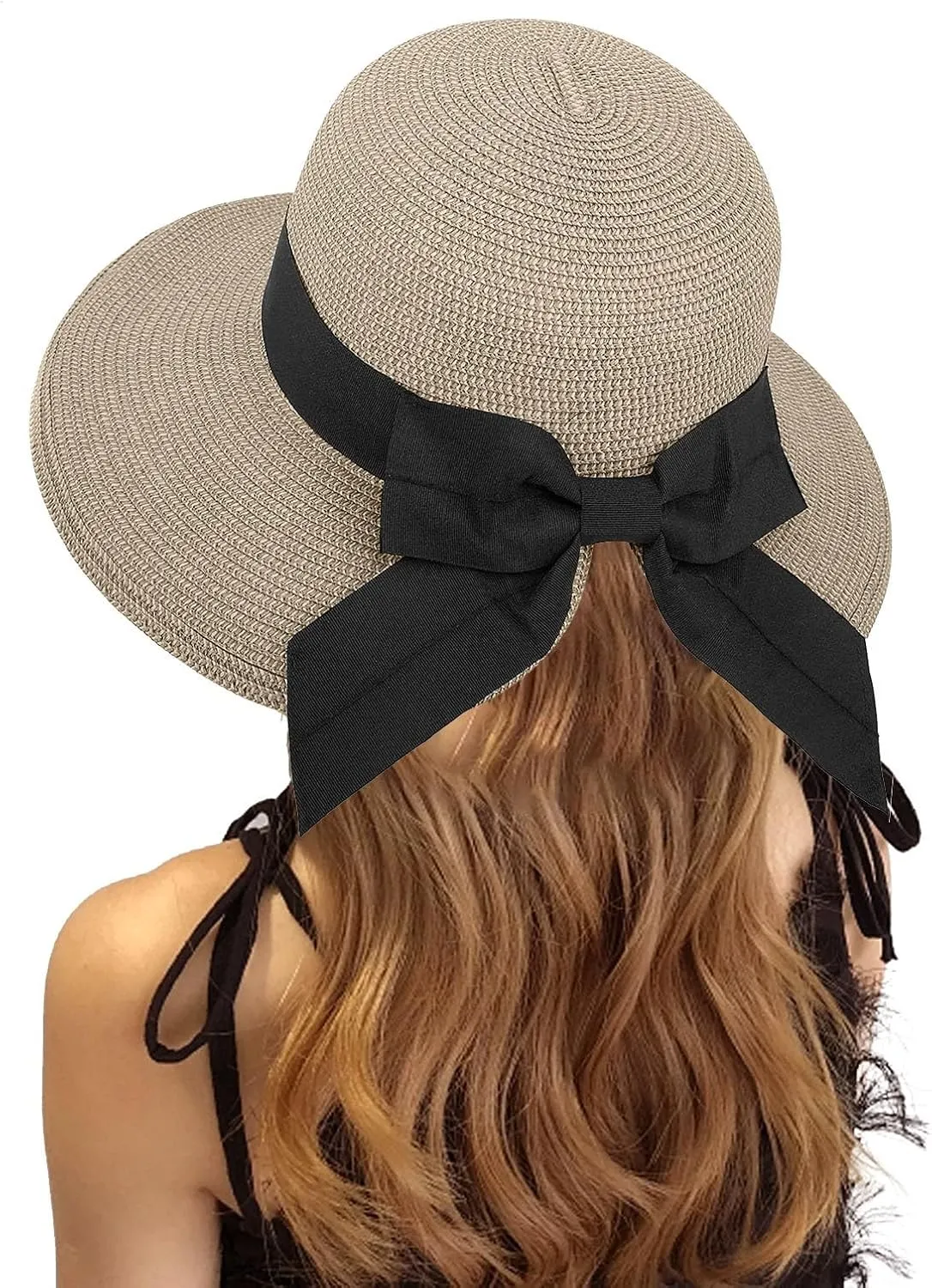 Straw Sun Hat Foldable Packable Wide Brim Summer Beach Hat Crochet Bucket Hat for Women