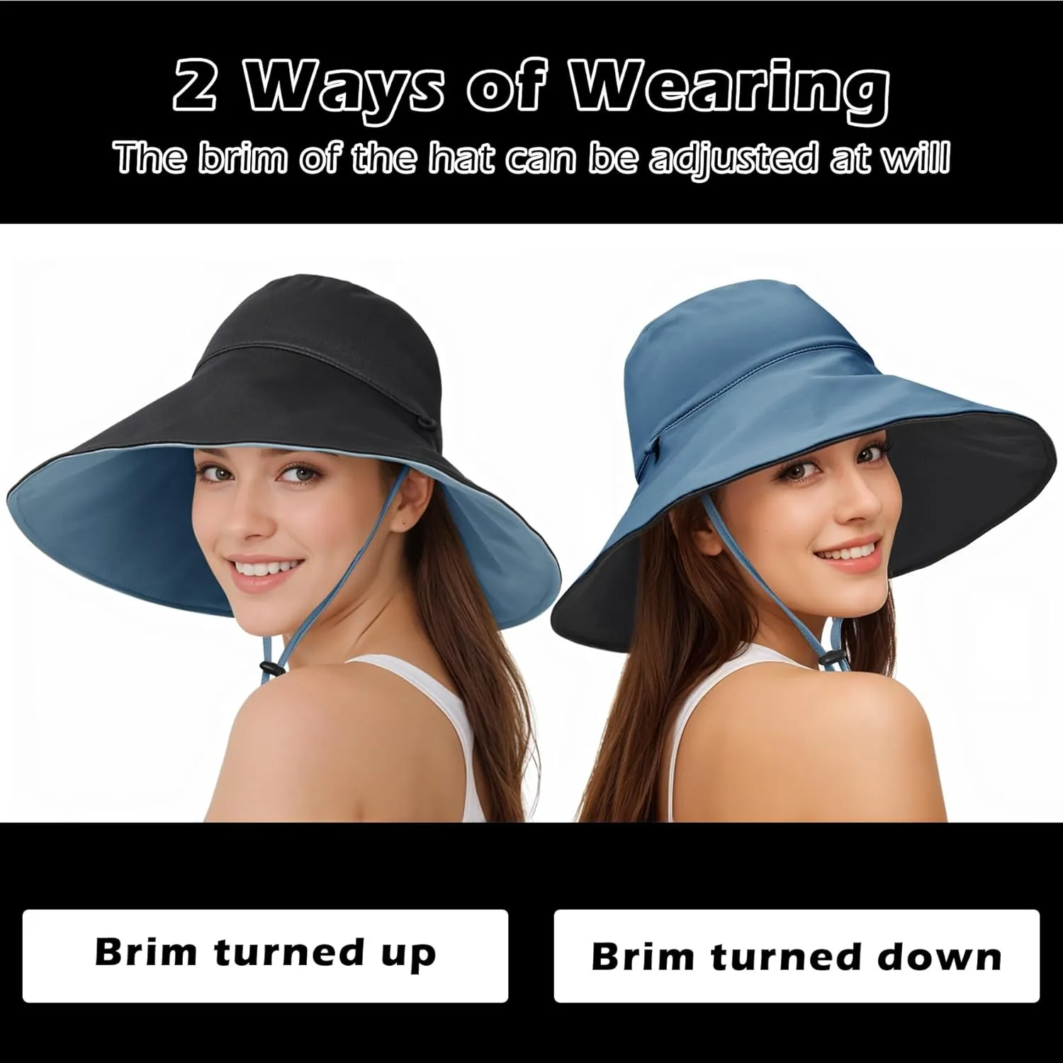 Sukeen Wide Brim Sun Hats for Women Men, Double Sided Wearing Fishing Hats UPF50  Cooling Bucket Hat for Beach Hiking Outdoor