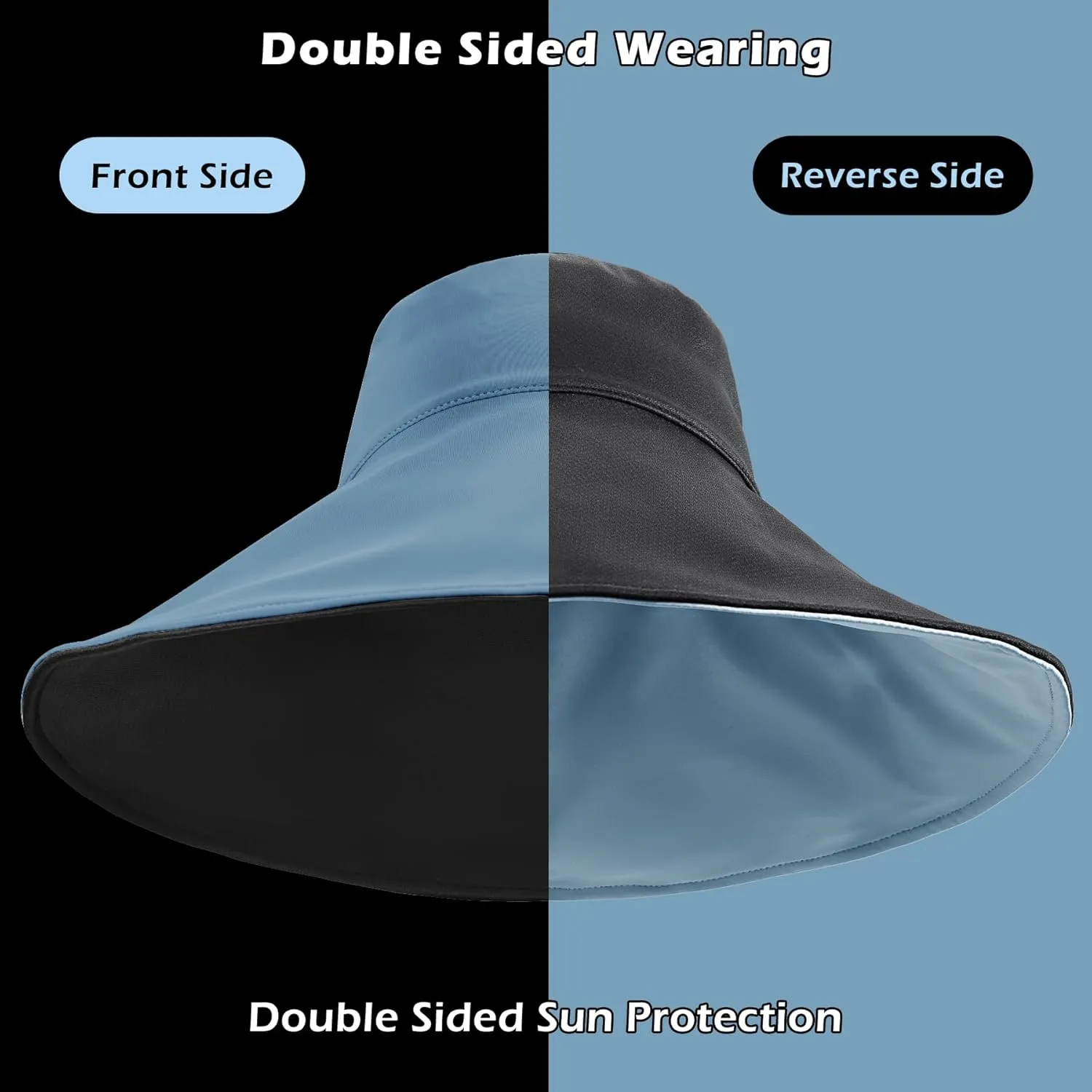 Sukeen Wide Brim Sun Hats for Women Men, Double Sided Wearing Fishing Hats UPF50  Cooling Bucket Hat for Beach Hiking Outdoor