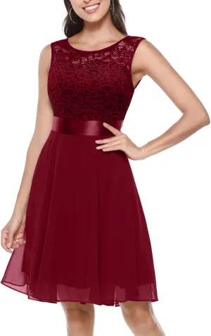 Summer Dresses for Women Floral Lace Fashion Casual Fit A Line Sleeveless Dresses for Women 2025 Swing Party Outfits