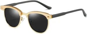 SUMMITRU-Metal Polarized Sunglasses Men Women Small Round Male Sun Glasses Blue Driving Shades