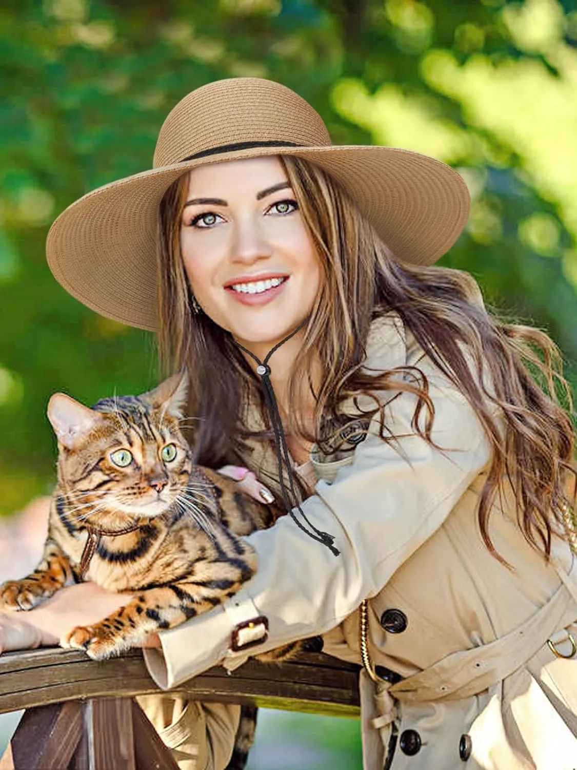 Sun Hats for Women, Oversize Wide Brim Straw Hat for Summer Travel Beach Foldable UV Protection with Wind Lanyard UPF 50 