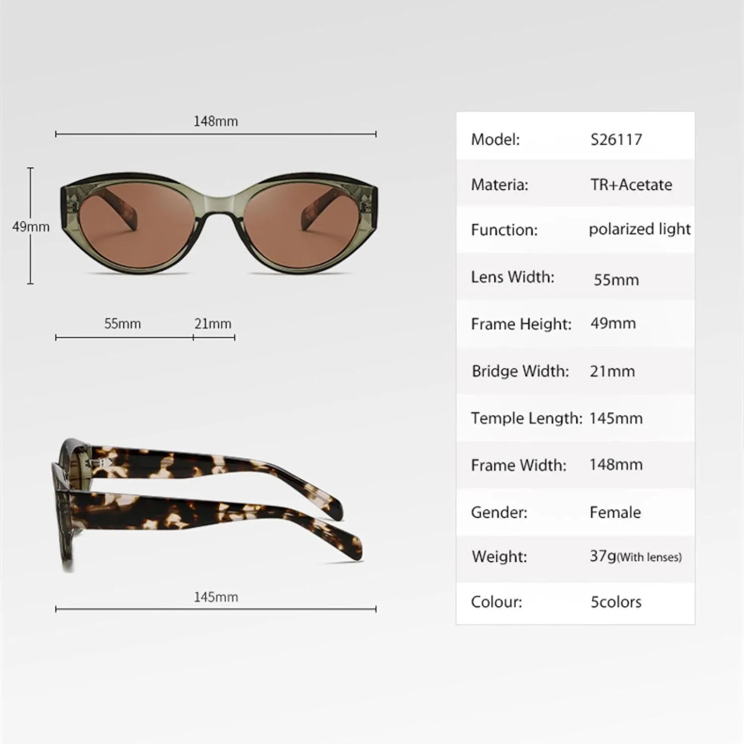 Sunglasses for Women Uv400 Acetate Fibre Frame Camping Beach Party Shade